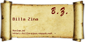 Billa Zina névjegykártya